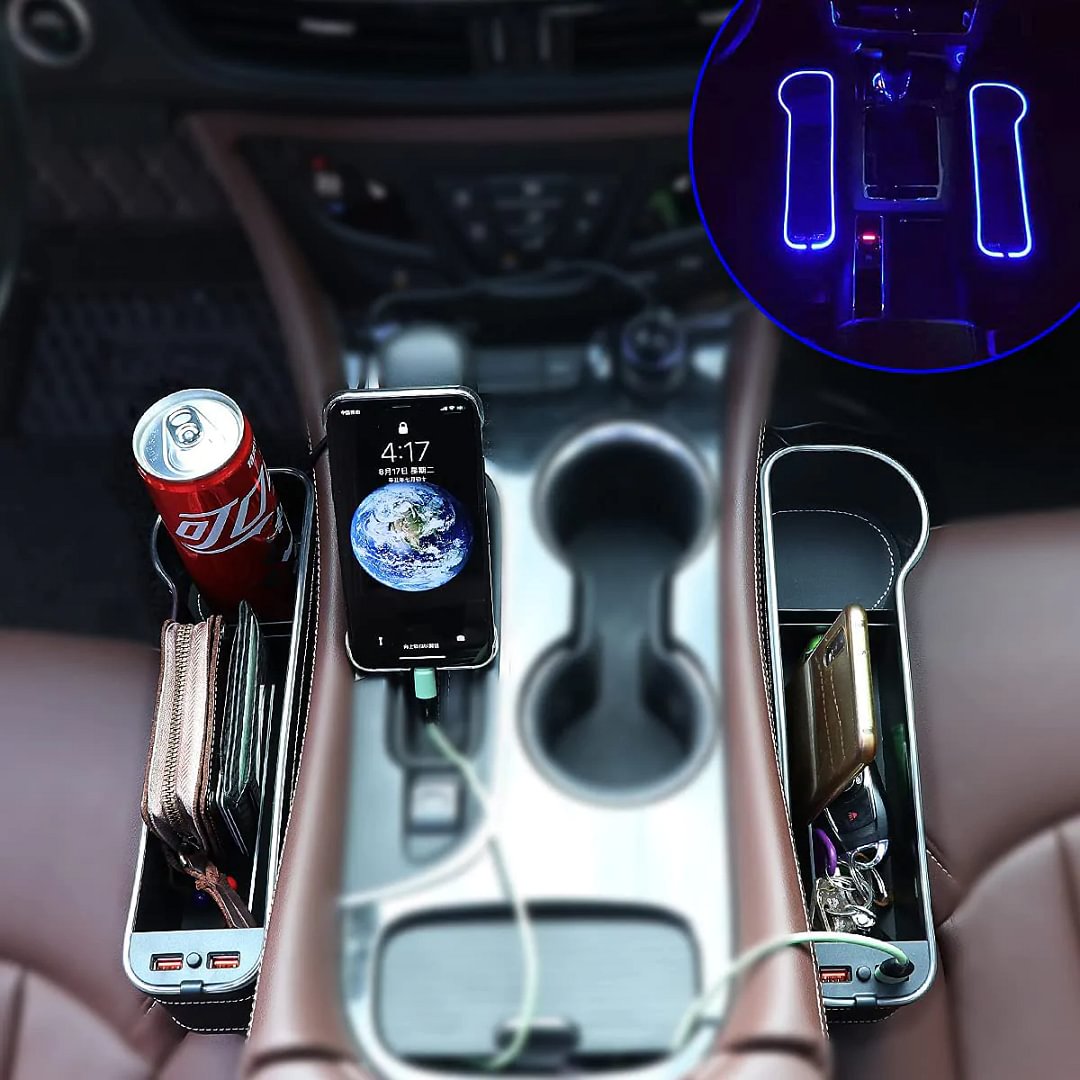 Car seat gap luminous storage box