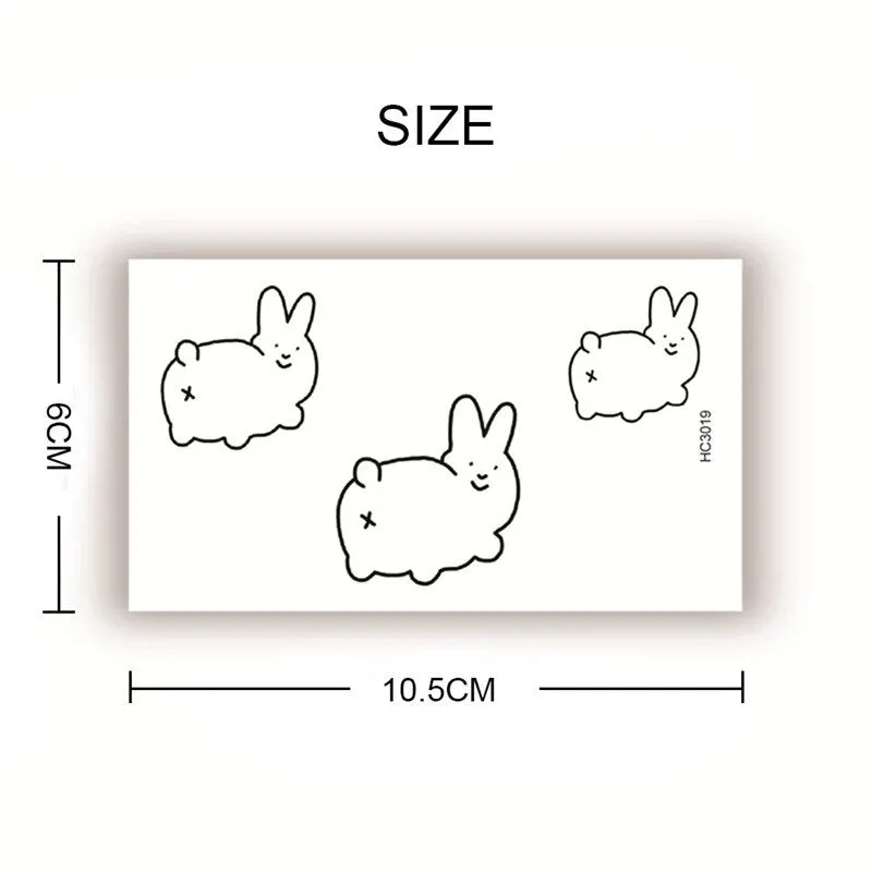 2pcs Geometric Planet Fashion Temporary Tattoo Sticker Cute Rainbow Rabbit Cat Colorful Arm Body Art Large Fake Tattoo Sticker