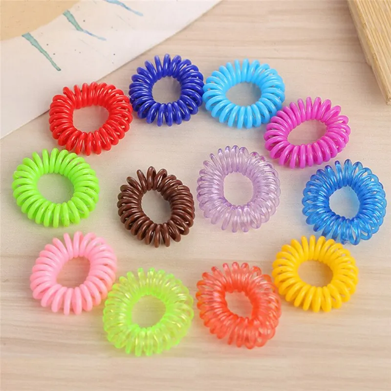 New 10PCS/lot Rubber Band Headwear Rope Spiral Shape Elastic Hair Bands Girls Hair Accessories  Hair Ties Gum Telephone Wire