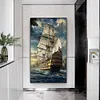 (Big Size) Sailing Ship - Full Round Diamond Painting  40*80cm