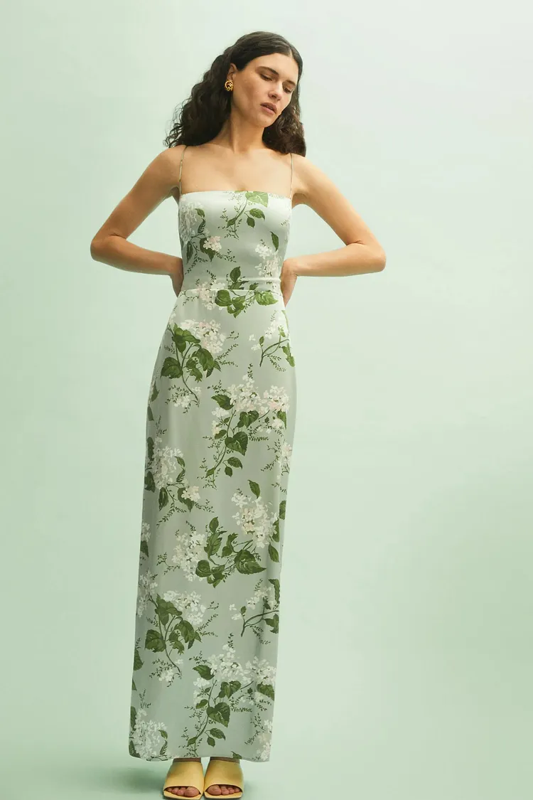 Satin Floral Cami Maxi Dress