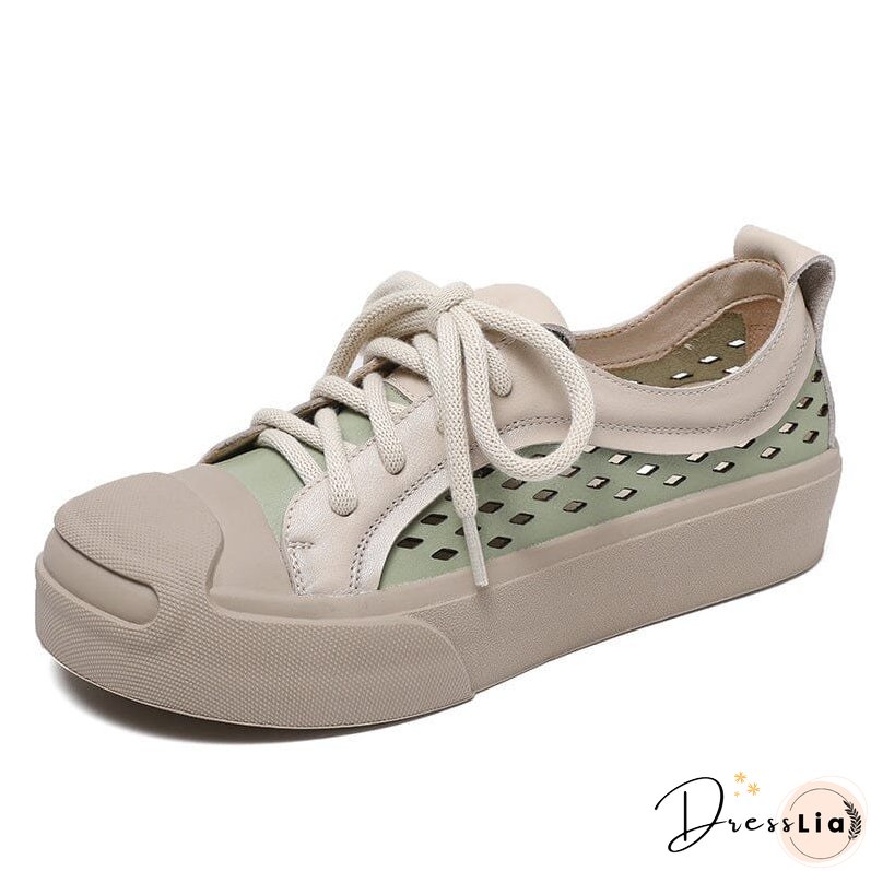 Summer Retro Hollow Leather Casual Shoes