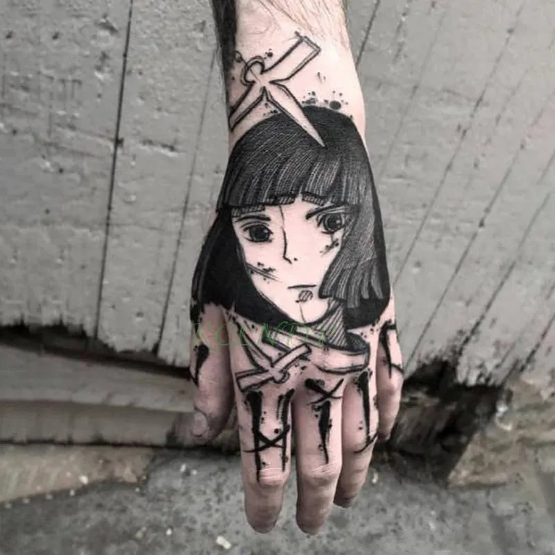 Waterproof Temporary Tattoo Sticker Satan Lucifer Circle Steering Fake Tatto Flash Tatoo Hand back Art Tattoos for Boy Women Men