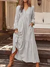 Long Sleeve Simple V-neck Maxi Dress
