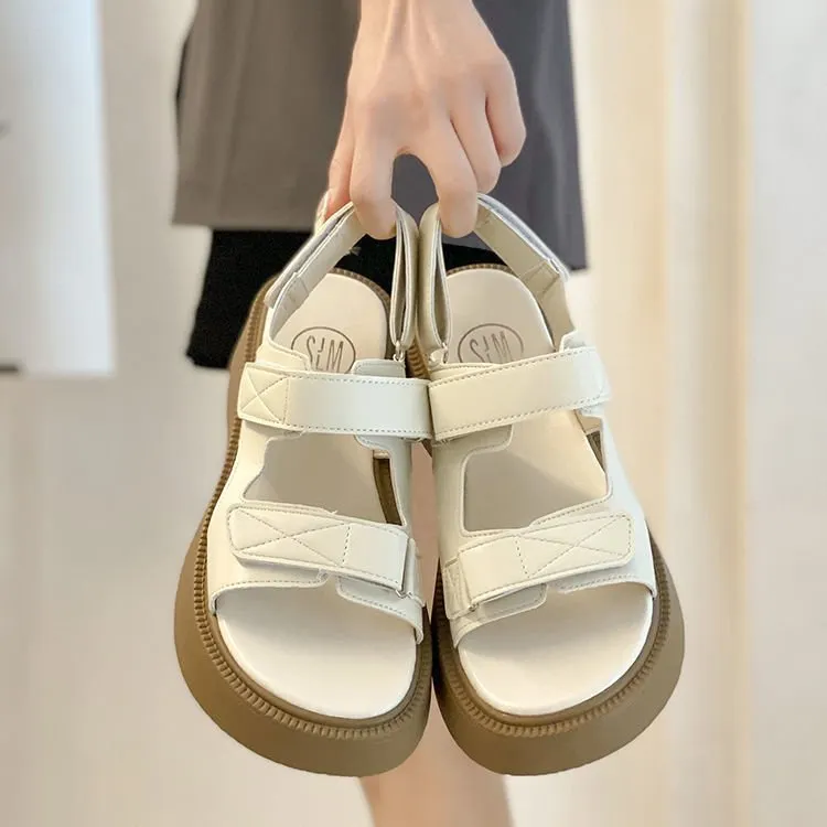 Churchf Churchf Version Of The Net Red Sports Sandals Female Students Fashion Leisure Spring 2023 New Platform Velcro Flats