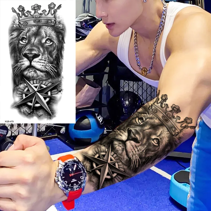 Sdrawing Forest Animal Temporary Tattoos for Men Wolf Tattoo Stickers Tiger Skull Skeleton Fake Tattoo for Women Arm Sleave