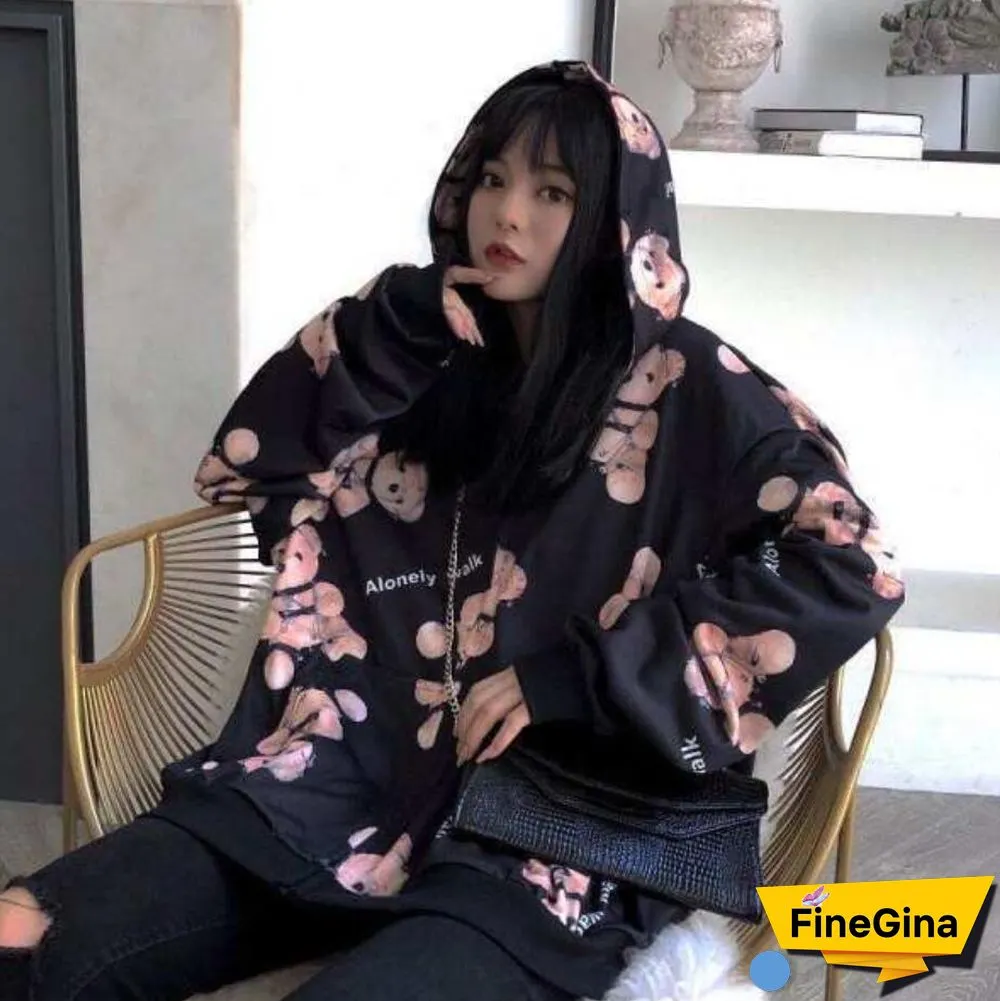 Spring Autumn Women Harajuku Zip Up Hoodies Oversized Loose Korean Version Sweatshirts Cute Kawaii Pocket Jacket Clothing Casual