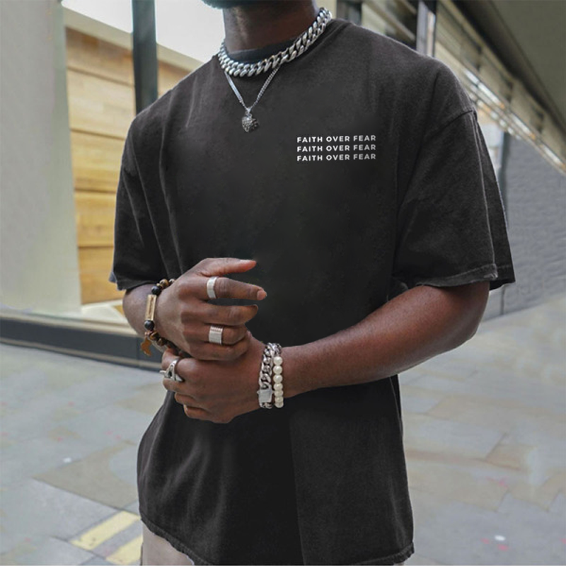 "FAITH OVER FEAR" Print Crew Tee - Helixace