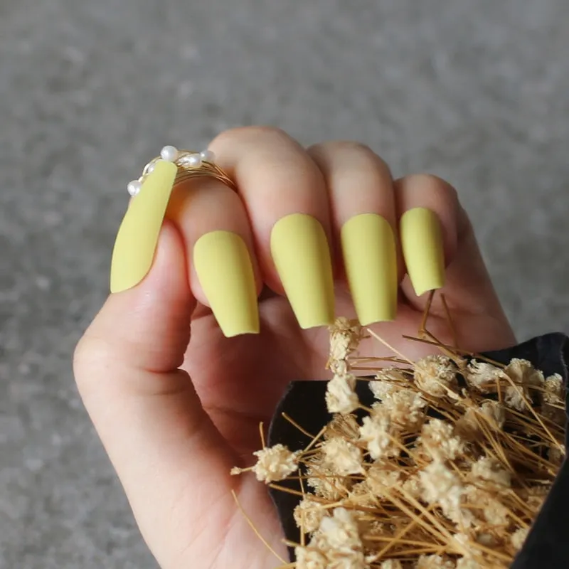 Glossy Ballet false nails red Long coffin Salon art matte Fake nails Transparent rectangle-Nail Inspo