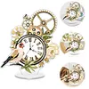 (US Local)Acrylic Special Shape Flower Bird Diamond Painting Clock Ornaments Kit