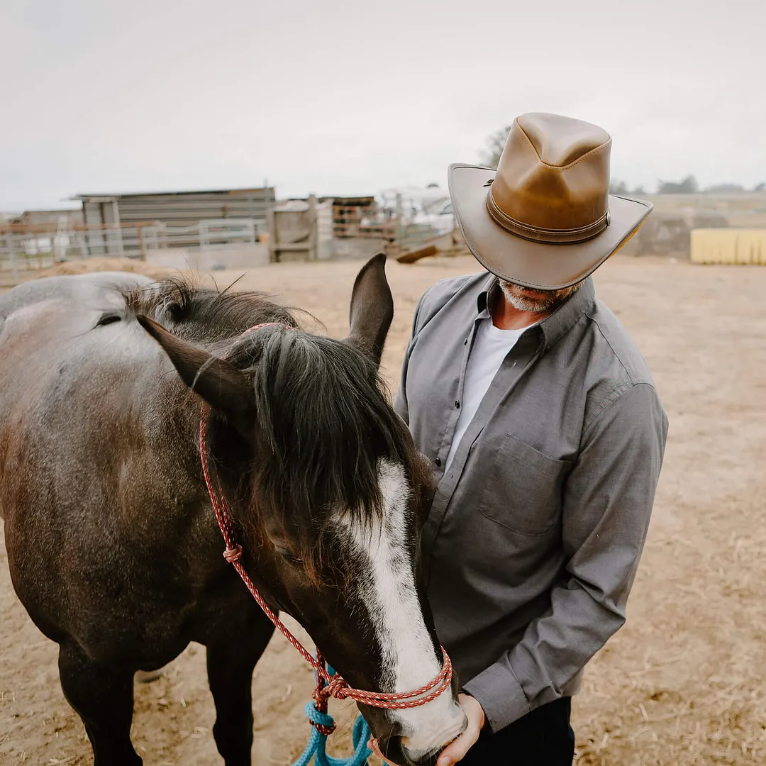 Cyclone - Mens Leather Cowboy Hat - Leather Hat Band