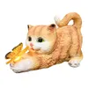 [US Local Warehouse] Cat Solar Garden Statue Solar Garden Statue Cat for Mom Grandma (Yellow)