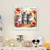 Cat-Partial 11CT Stamped Cross Stitch Bead Embroidery 36*36cm/14.17*14.17in