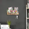 (US Local) DIY Crafts Wooden Cat & Flower Diamond Painting Art Craft Wall Hooks Kit