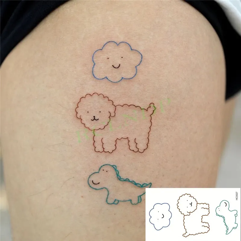 Waterproof Temporary Tattoo Sticker Cute Colorful Cartoon Bear Flash Tatoo Fake Tatto Body Art for Woman Men