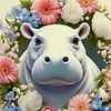>SALE<5D DIY Full Round Drill Diamond Painting Hippopotamu Flowers Kit Decor 30x30cm