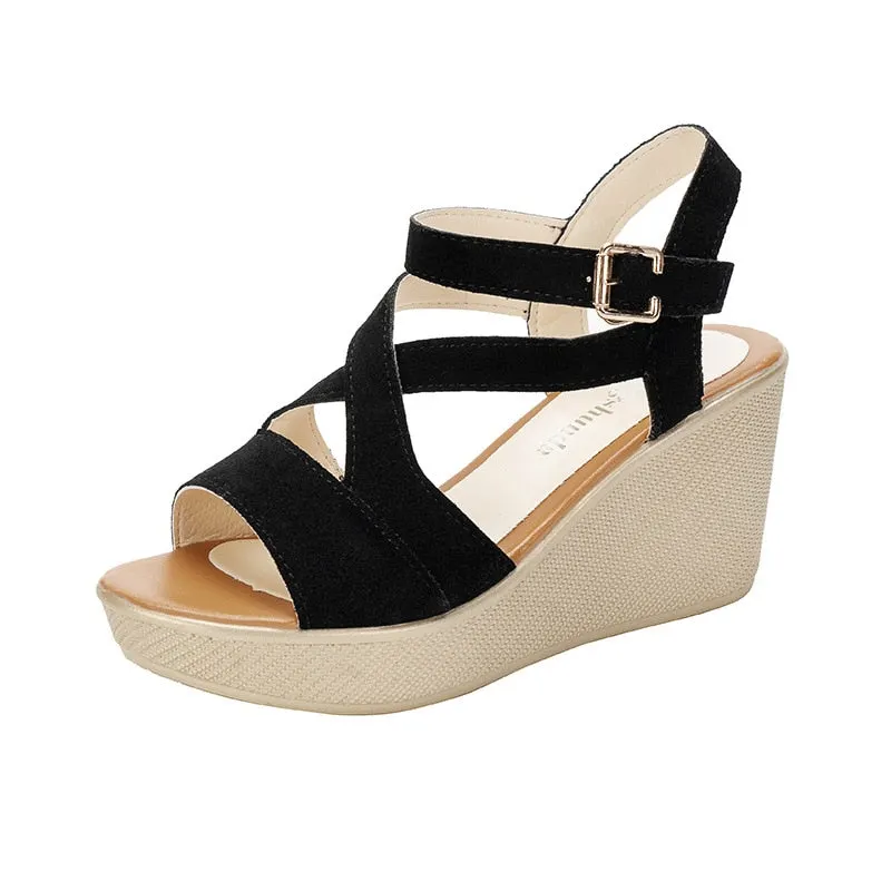 Lace Leisure Women Wedges Heeled Women Shoes 2022 Summer Sandals Party Platform High Heels Shoes Woman Zapatos De Mujer