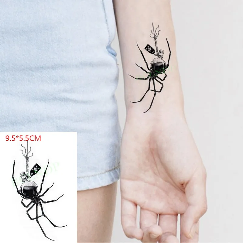 Waterproof Temporary Tattoo Sticker Neck Black Word Angel Devil Bull Cross English Letters Flash Tatoo Fake Tatto for Woman Men