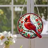 (Upgrade Size)DIY Diamond Painting Art Double Sided Effect Pendant Colorful Stained Glass Hanging Ornament Kit(Cardinal)