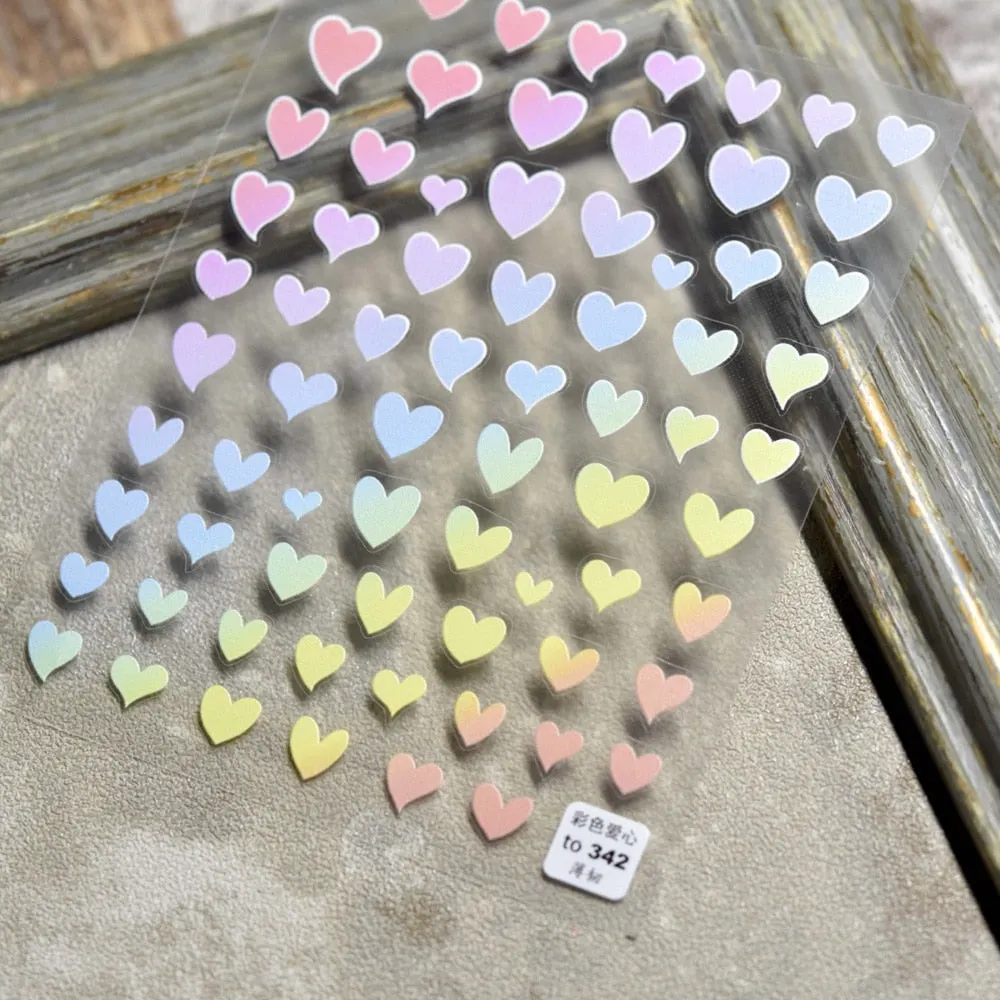 Heart & Star Bubble Cute Image Quality 3D Engraved Nail Stickers Nail Art Decorations Nail Decals Design