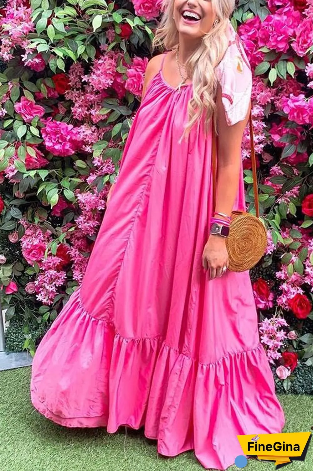 Ruffles Hem Slip Maxi Dress