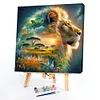 (US Local)Paint By Numbers Kit On Canvas DIY Oil Art Silhouette Lion Picture Decor40x40cm