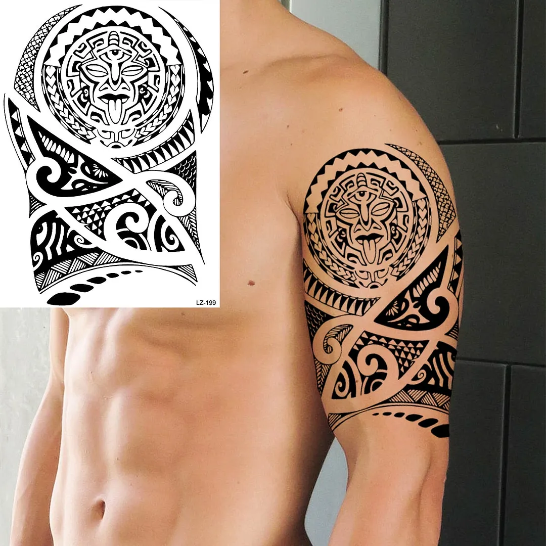 Realistic Knight Tribal Armband Temporary Tattoos For Men Adult Lion Wings Shield Fake Tattoo Body Art Unique Tatoos Large