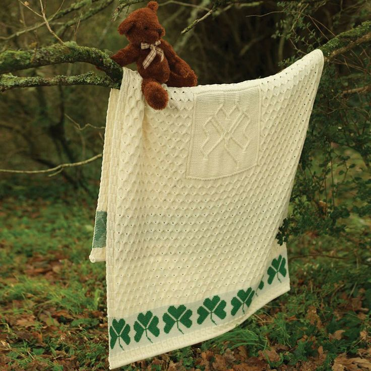 Irish Clover Aran Sweater Textured Blanket