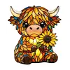 LED 3D Animal Night Lamps Sunflower Highland Cow Table Lamp Cute Bedside Decorations Lamp USB Handcrafted Stained Glass Night Light for Living Room Desk Decor