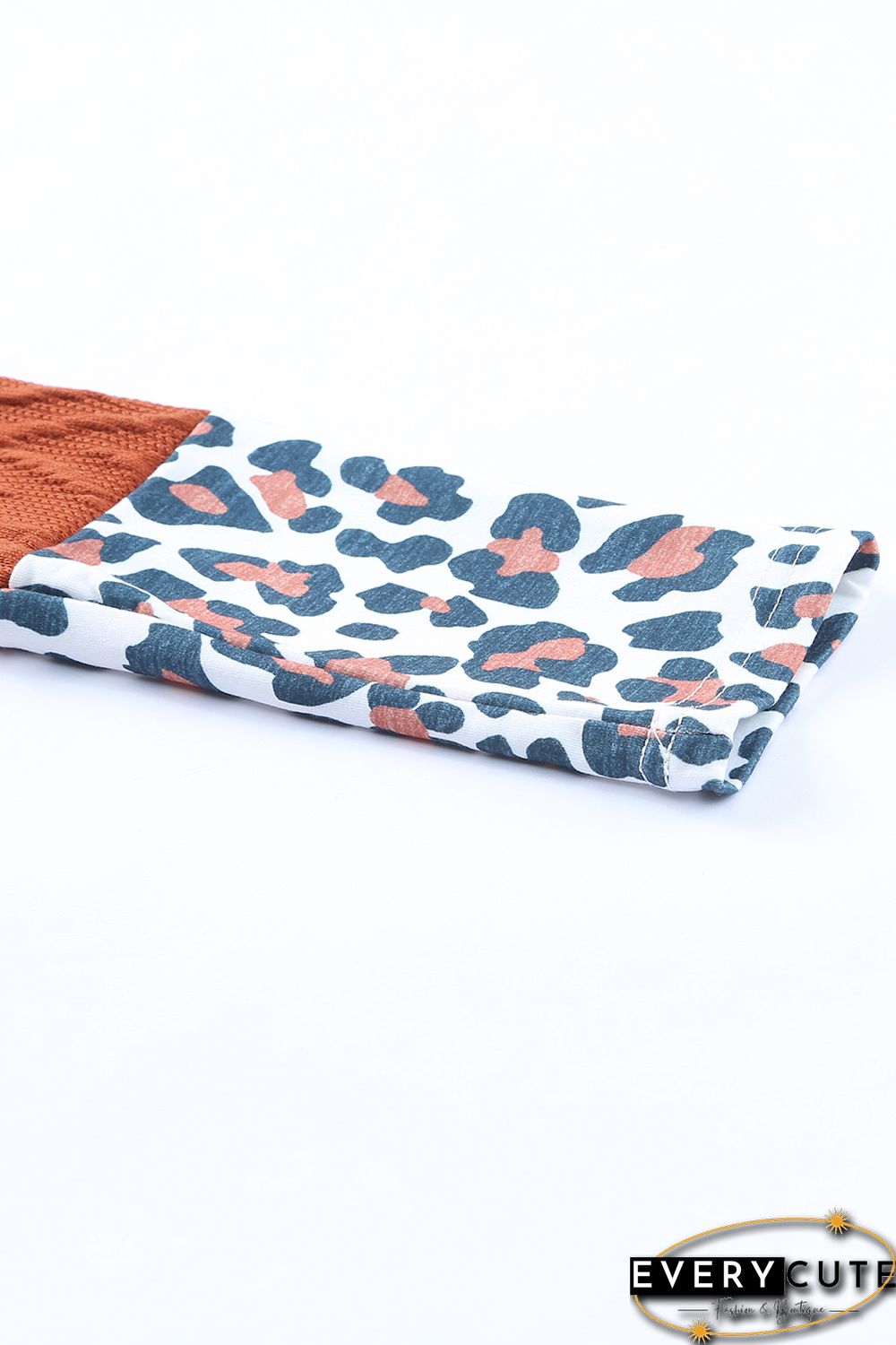 Leopard Patchwork Cowl Neck Knit Top
