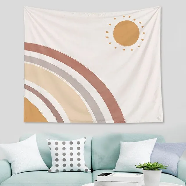 Abstract  nordic Geometric Tapestry Tropic Modern Art Brown Wall Hanging ins Tapestry Decorative Tapestry For Home Decoration