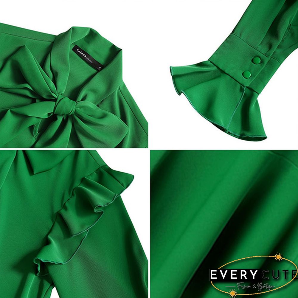 Spring Autumn Women Long Sleeve Mini Dress Bowknot Ruffled Party Elegant Casual Short Dress Plus Size