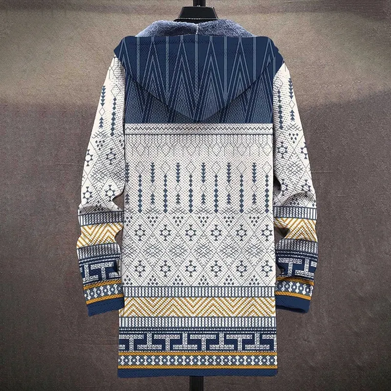 Retro Art Print Plush Thickened Long Sleeve Sweater Jacket Cardigan