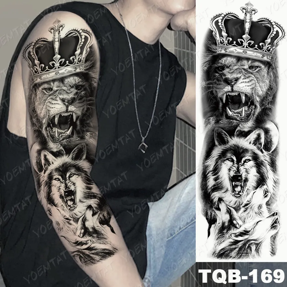 Large Arm Sleeve Tattoo Owl Angel Rose Waterproof Temporary Fake Tatoo Sticker Skull Fox Wings Men Women Full Totem Tatto Artes