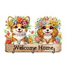 (US Local)Wooden Cat & Flower Diamond Painting Art Craft Wall Hooks DIY Crafts Decor