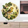 (US Local)Acrylic Special Shape Flower Bird Diamond Painting Art Clock Ornaments Kit