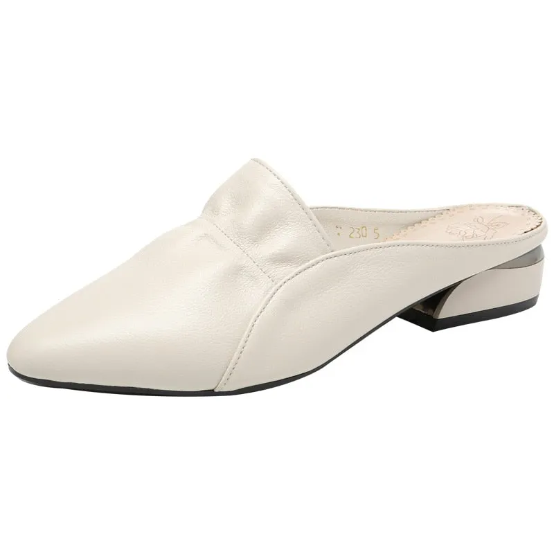 GKTINOO 2022 Summer Flats Lady Sandals Slippers Genuine Leather Slip on Pointed Women Mules Outdoor Slipper Shoes Woman Slides