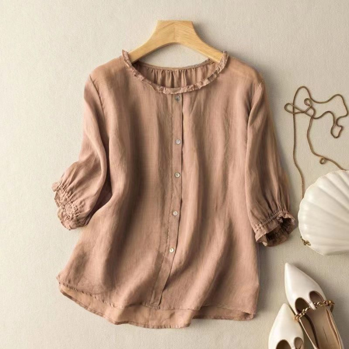 Women's Cotton and Hemp Pullover Shirt