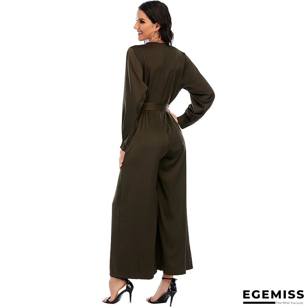 Fashion Jumpsuit Solid Color Waist Temperament Wide-leg Pants | EGEMISS