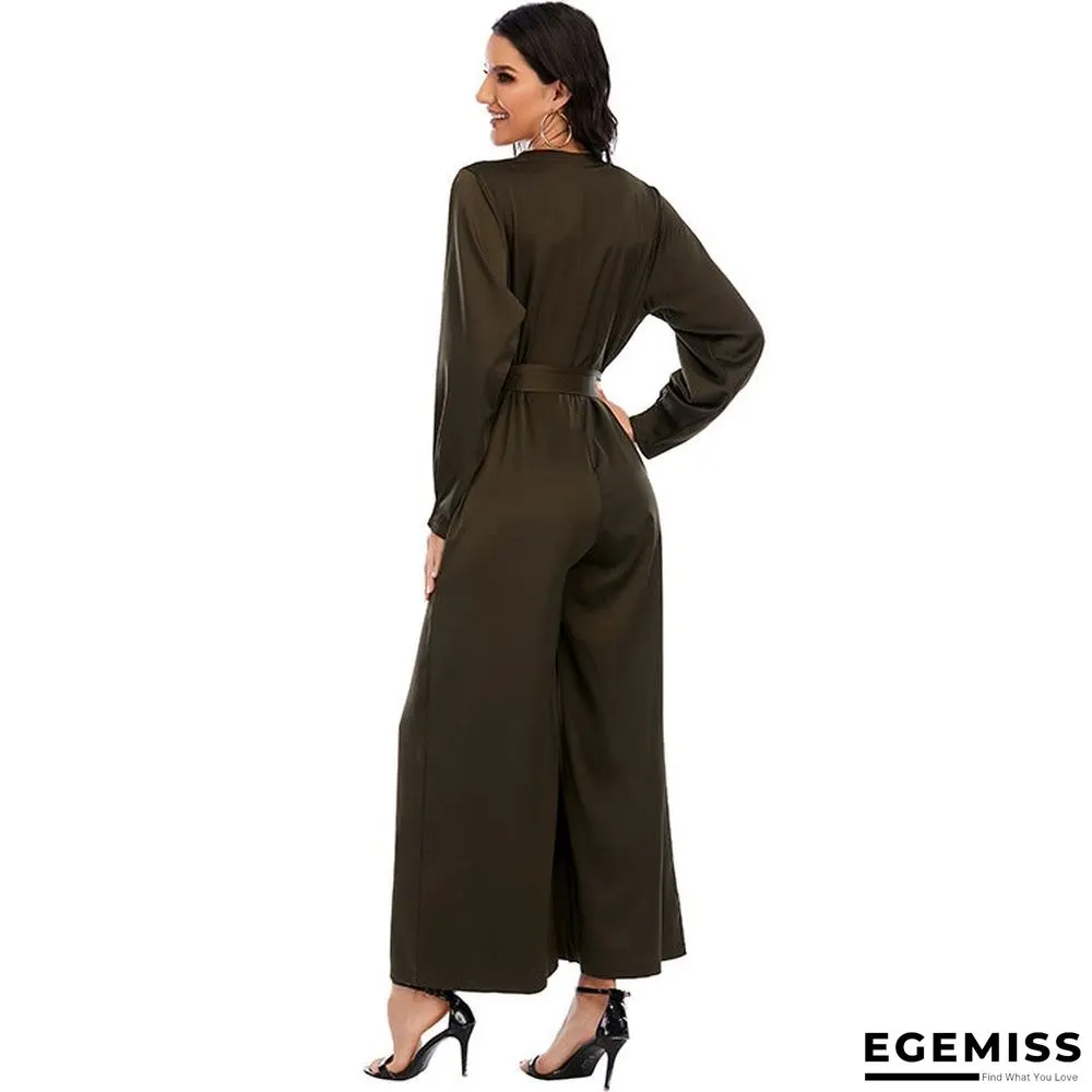 Fashion Jumpsuit Solid Color Waist Temperament Wide-leg Pants | EGEMISS
