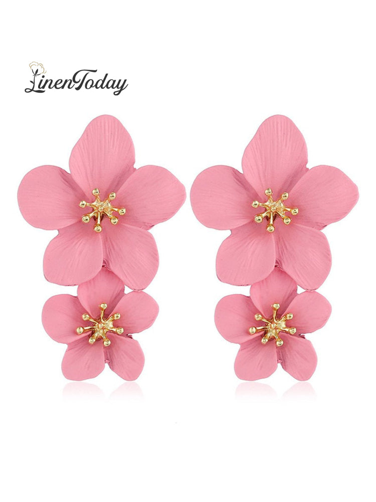 Women&rsquo;s Large Flower Earring Pink / One Size (5*3*2)