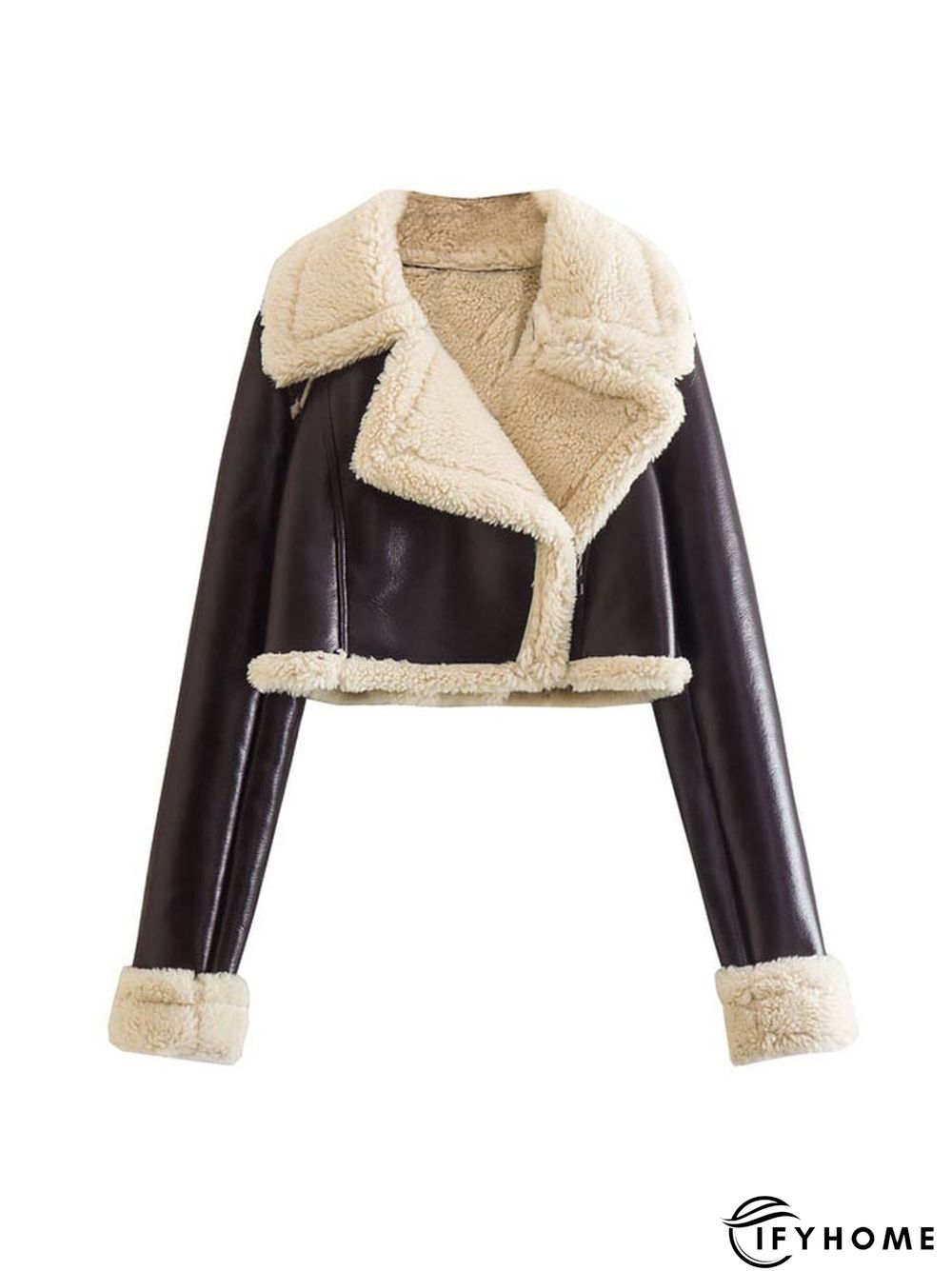 Women Fashion Lapel Lambswool Coat Double Sided Short Jacket | IFYHOME