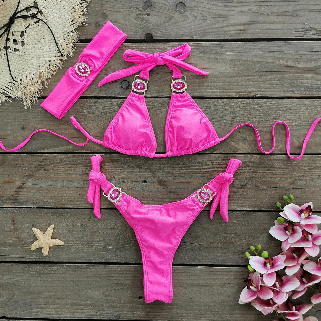 Brownm Three-Point Strap Bikini Split Swimsuit Woman 2025 New Multi-Color Bikini Export