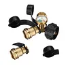 Y Splitter Adapter Propane Adapter with Gauge 2 Way Gas Adapter for Camping