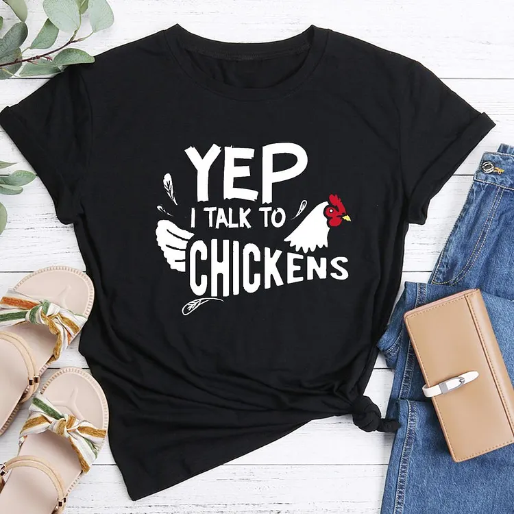 ANB - Yep I Talk To Chickens Retro Tee-05051