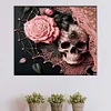 Skull Pink Roses-Full Round Diamond Painting 50*60CM