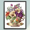 (Multi-Style) Flowers In Tea Cup - 18CT Stamped Cross Stitch 20*25cm/7.87*9.84in