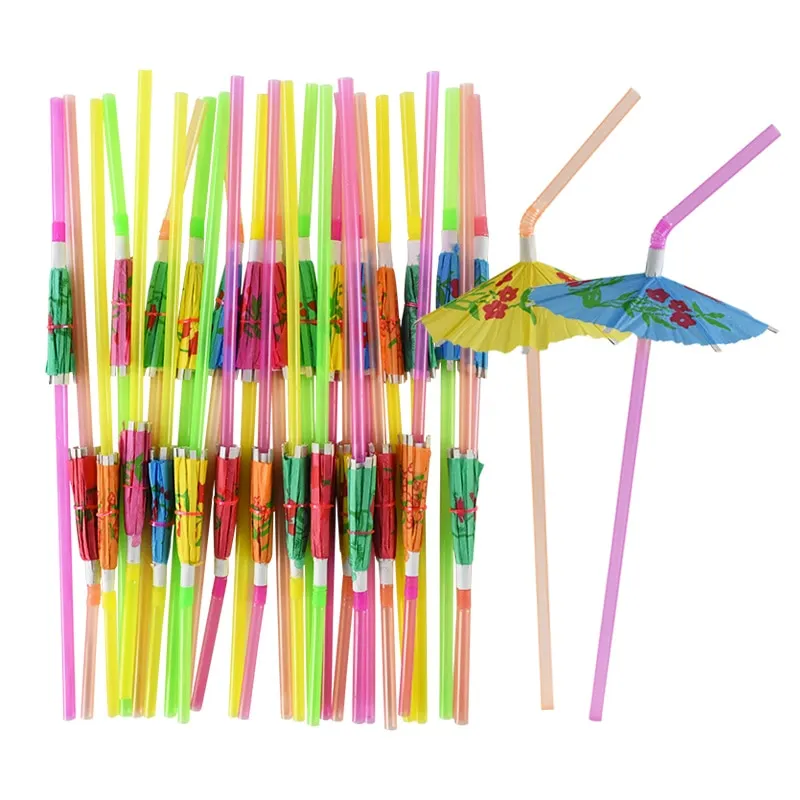 25/50Pcs Flamingo Pineapple Drinking Straws Hawaii Beach Tropical Birthday Party Decoration Summer Pool Party Wedding Supplies