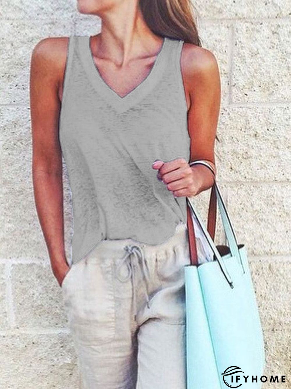 Women Solid Shift Casual Sleeveless shirt & Top | IFYHOME