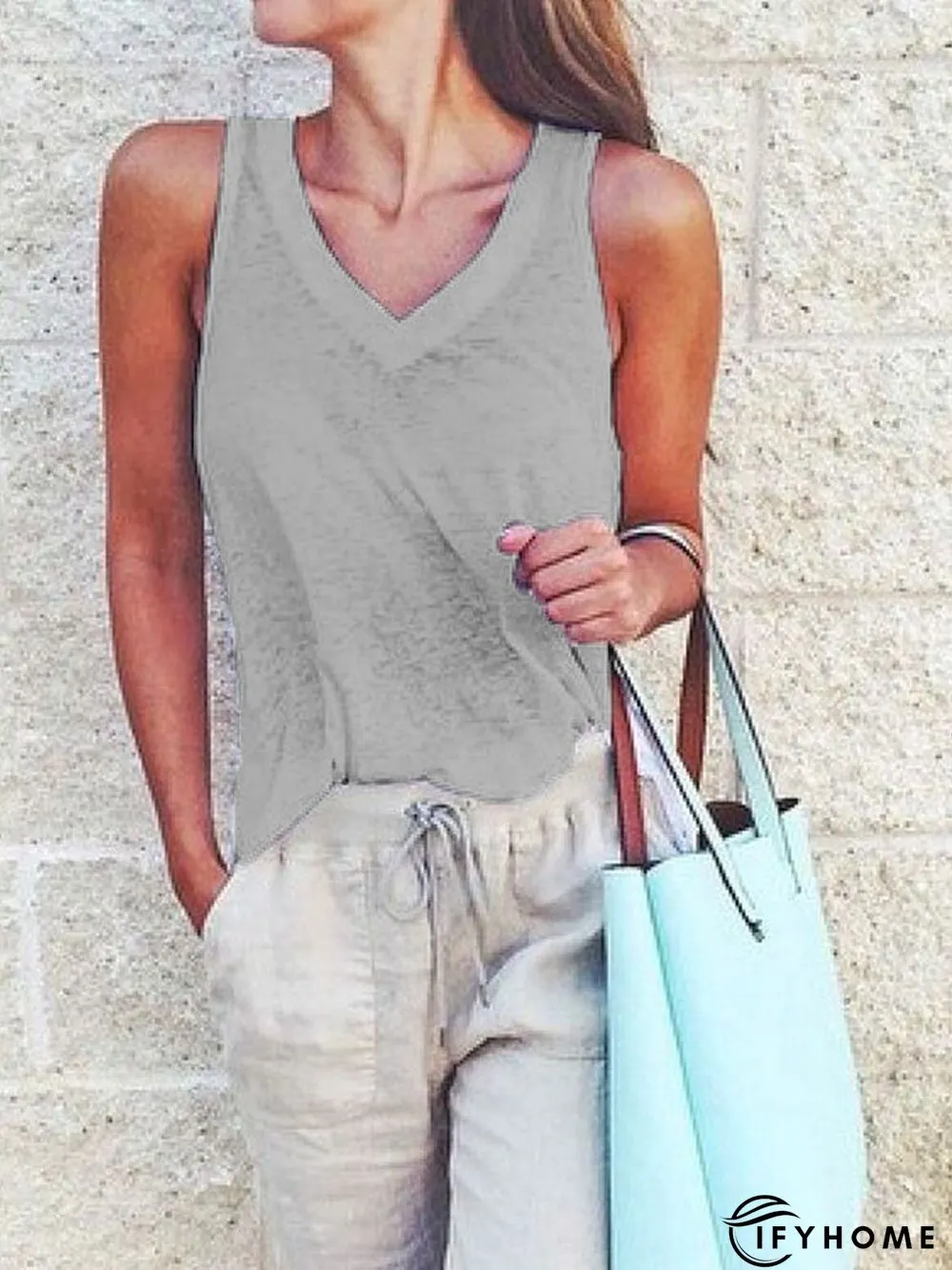 Women Solid Shift Casual Sleeveless shirt & Top | IFYHOME